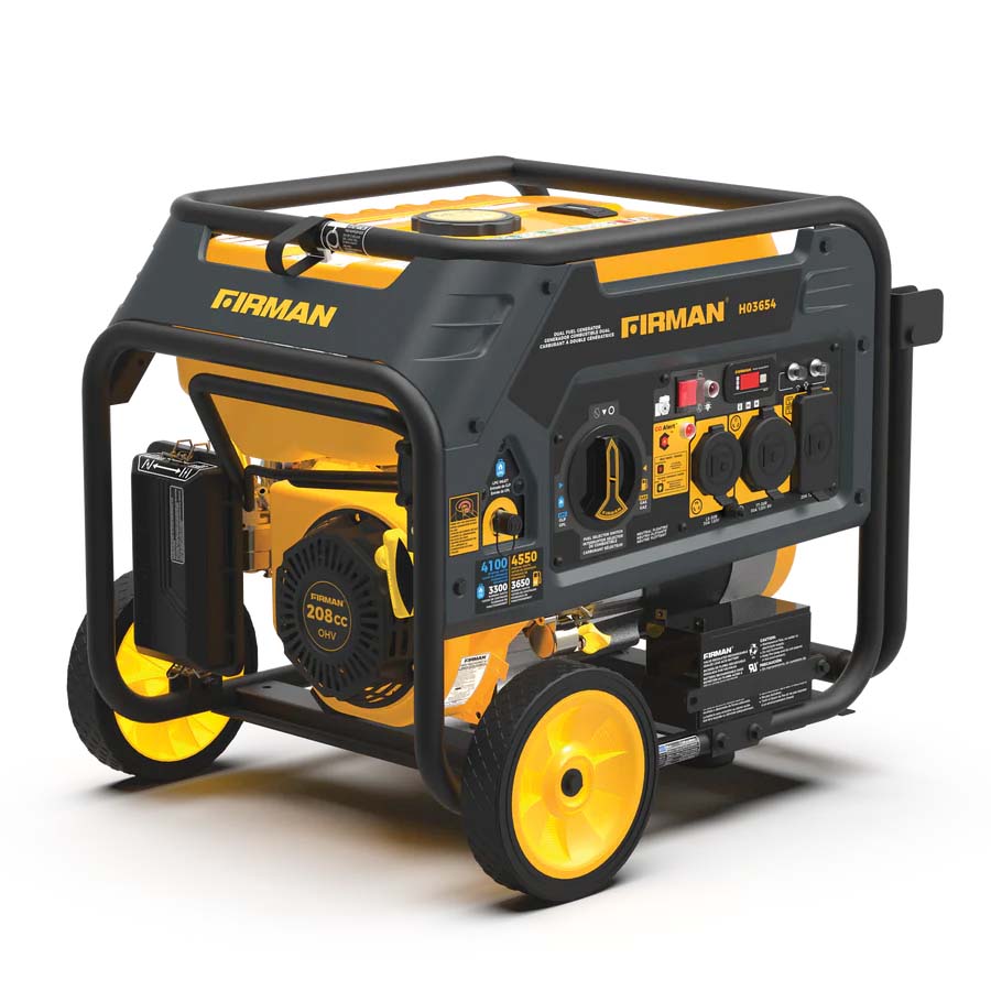 Firman H03654 Dual Fuel 3650W/4550W Portable Generator | Electric Start | 120/240V | CO Alert
