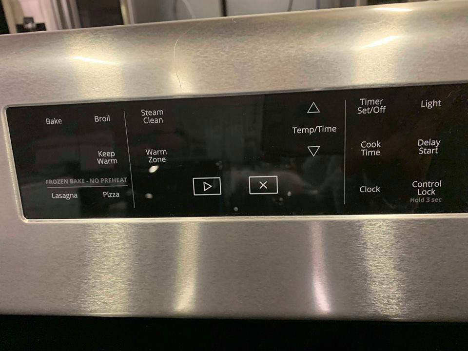 whirlpool electric stove in stainless steel