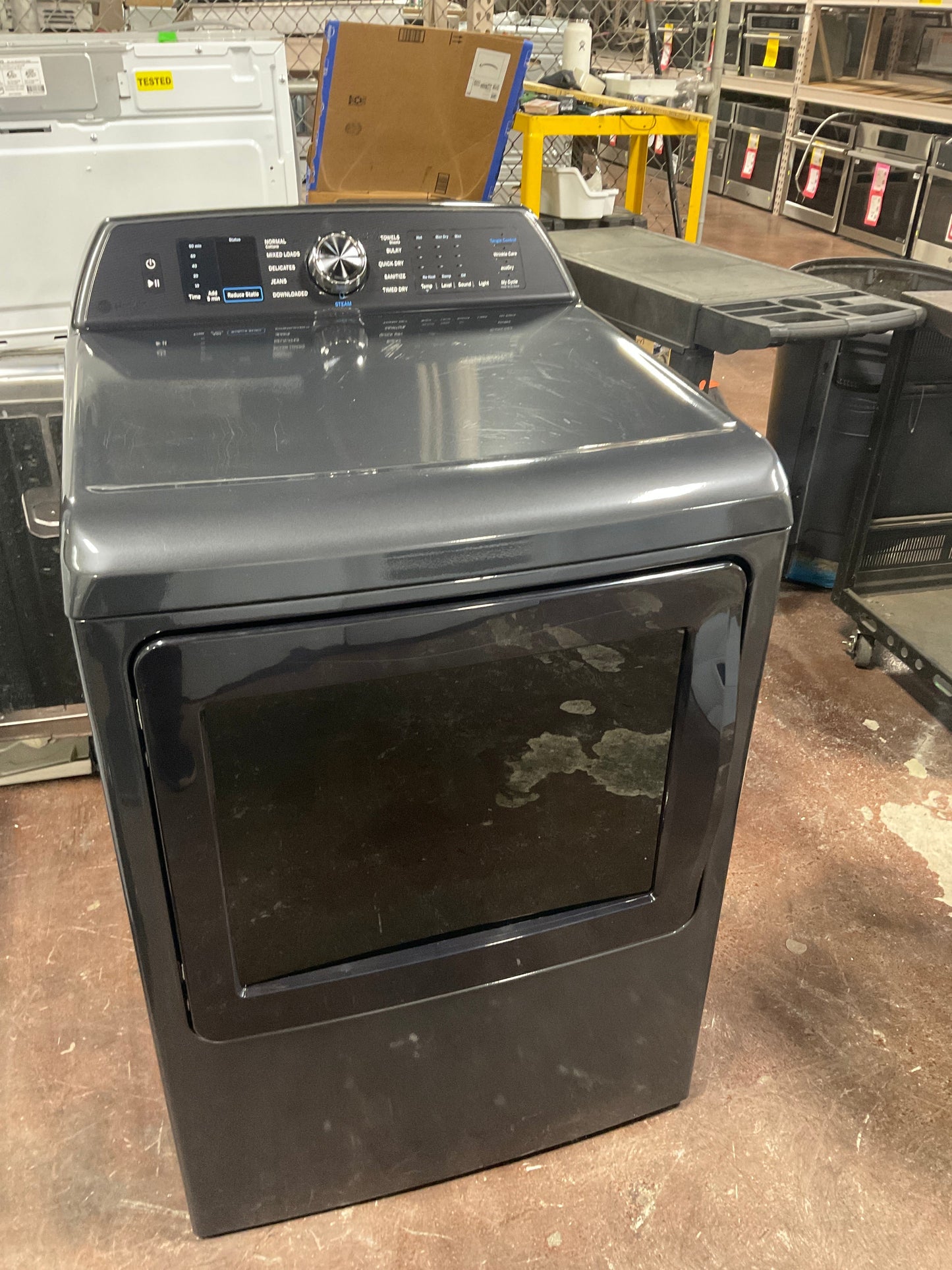 GE Profile™ ENERGY STAR® 7.4 cu. ft. Capacity Smart aluminized alloy drum Electric Dryer with Sanitize Cycle and Sensor Dry