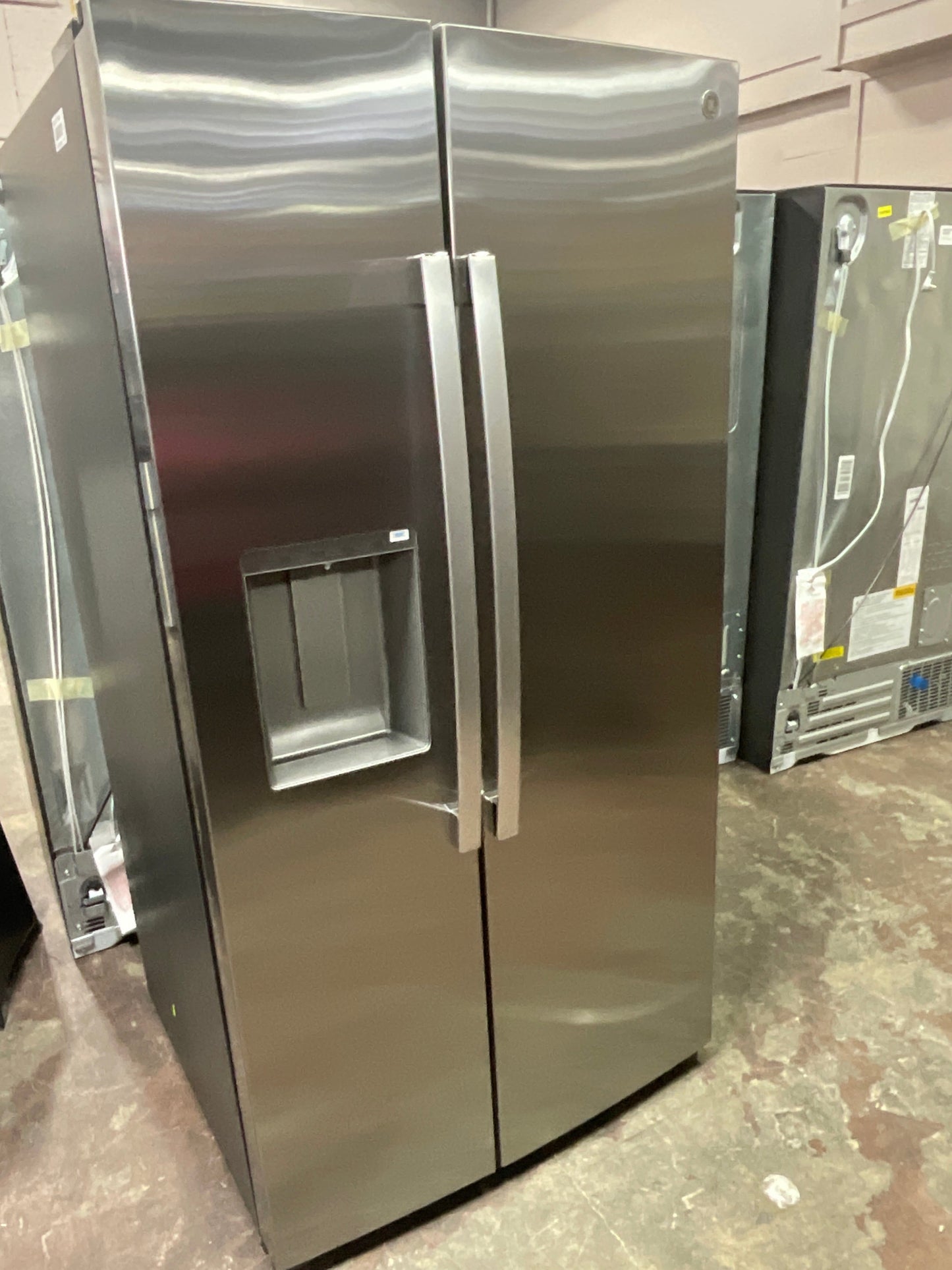 GE® 27.9 Cu. Ft. Side-By-Side Refrigerator with Extra Tall Dispenser and In-Door Icemaker