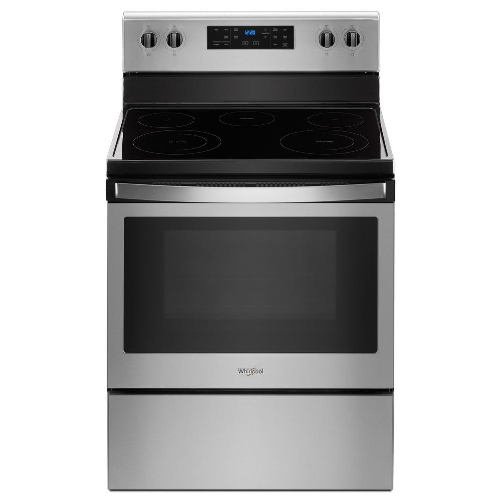 whirlpool electric stove in stainless steel