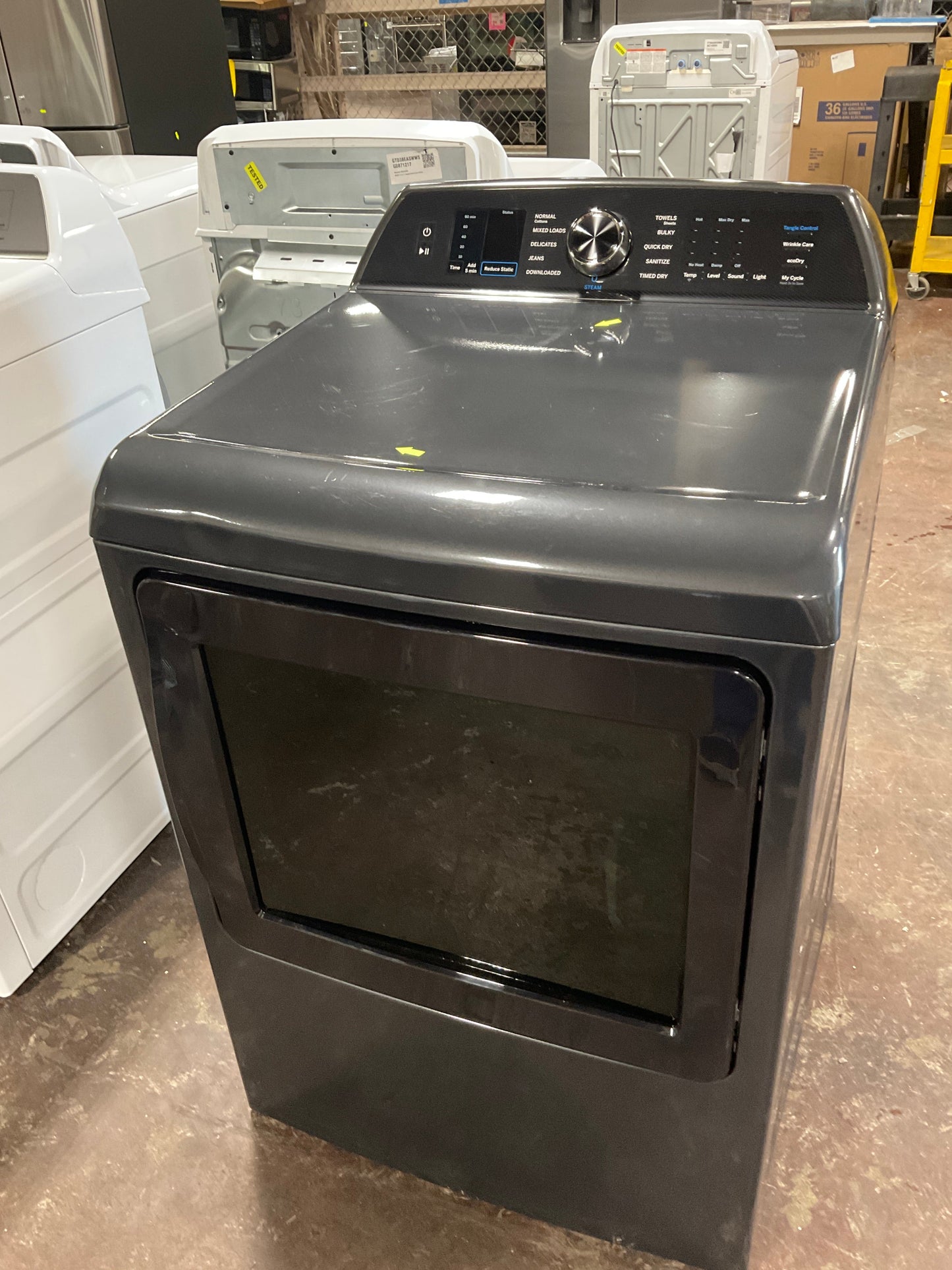 GE Profile™ ENERGY STAR® 7.4 cu. ft. Capacity Smart aluminized alloy drum Electric Dryer with Sanitize Cycle and Sensor Dry