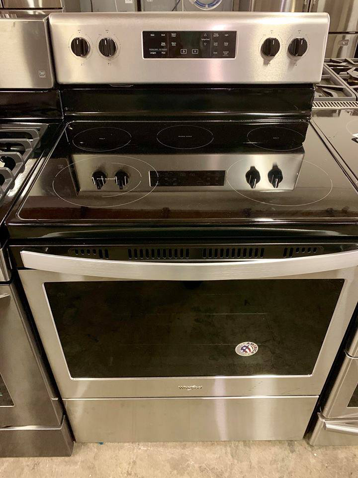 whirlpool electric stove in stainless steel