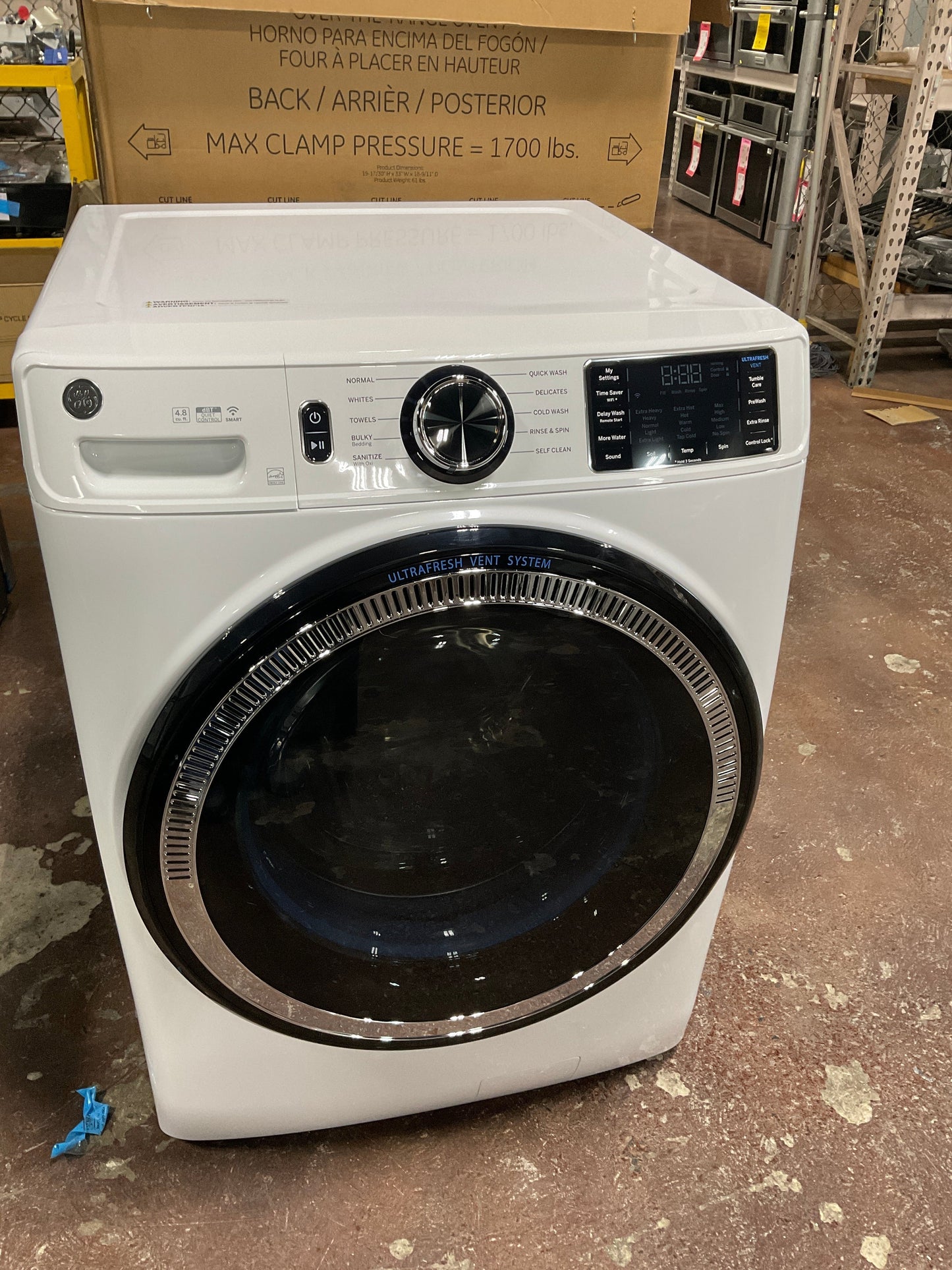GE GE® ENERGY STAR 4.8 cu. ft. Capacity Smart Front Load ® Washer with UltraFresh Vent System with OdorBlock™ and Sanitize w/Oxi