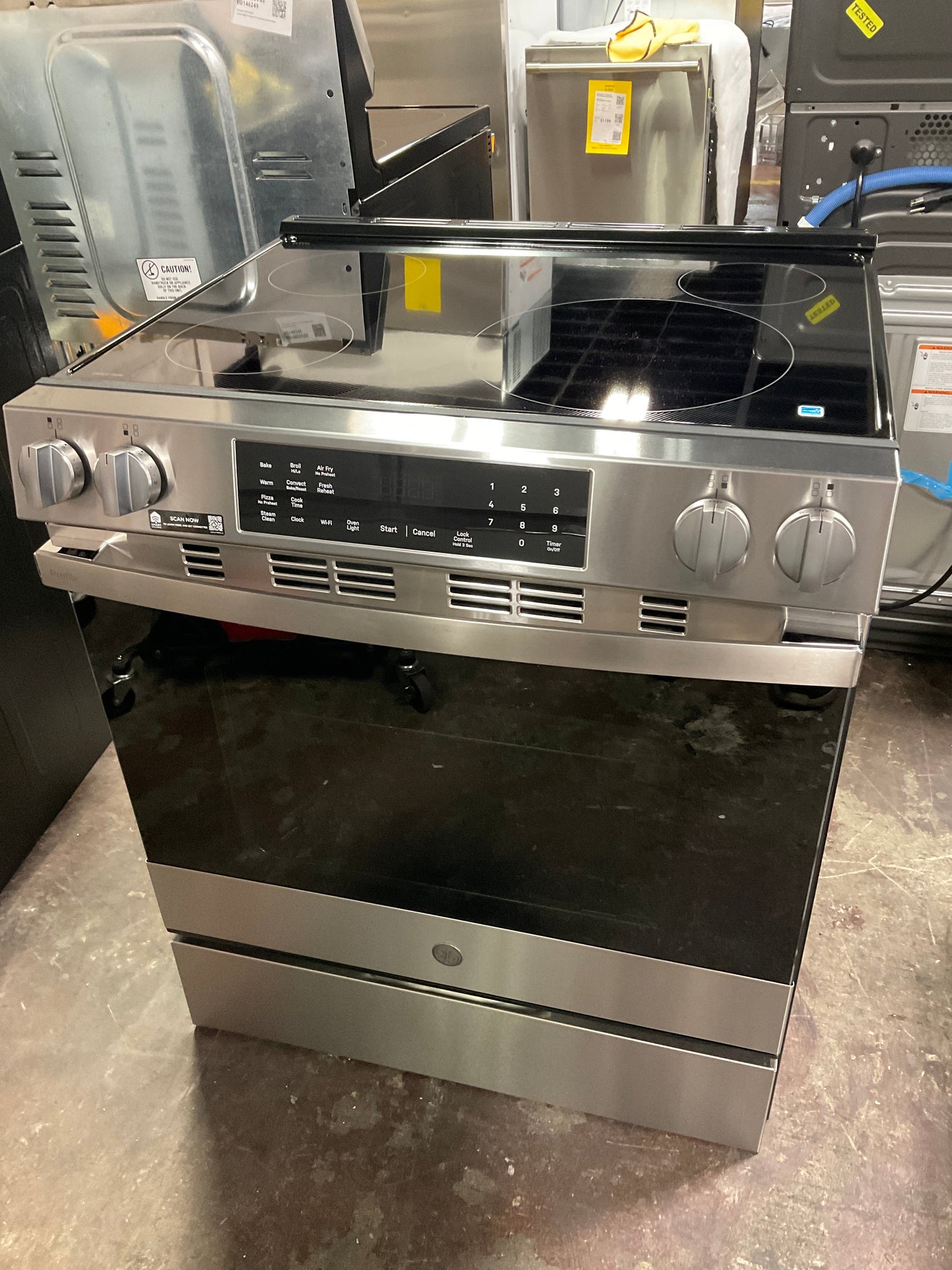 GE Profile Energy Star 30" Smart Slide-In Induction and Convection Range with No Preheat Air Fry and EasyWash Oven Tray: