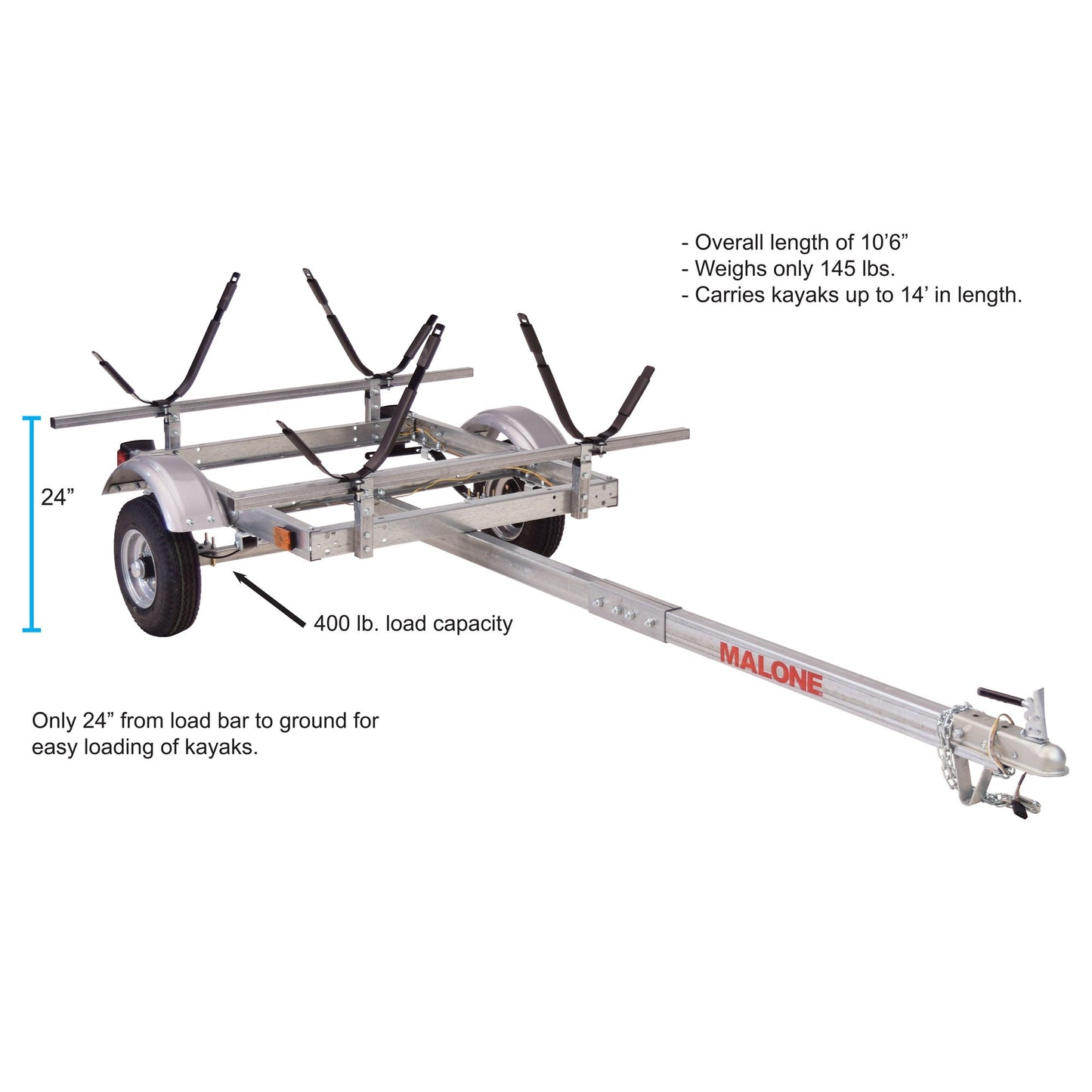 Malone EcoLight 2-Boat J-Rack Kayak Trailer Package - MPG586XJ