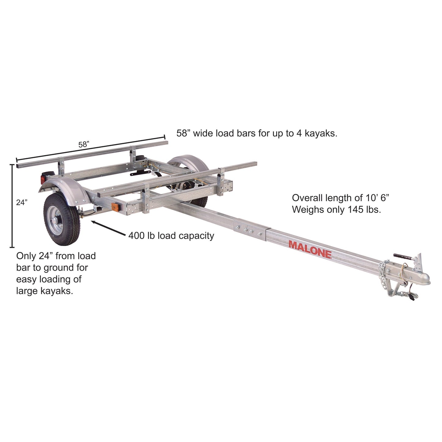 Malone EcoLight Base Kayak Trailer - MPG585