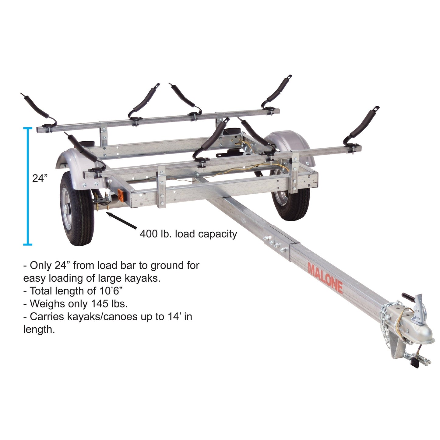 Malone EcoLight 2-Boat V-Rack Kayak Trailer Package - MPG586XV