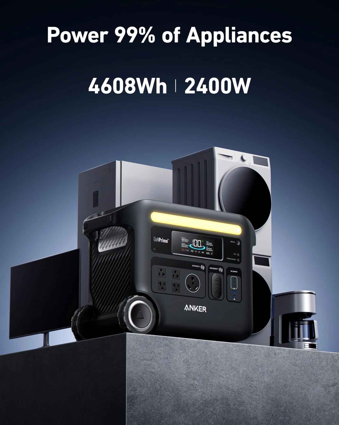 Anker SOLIX F2600 Portable Power Station | 2560Wh | 2400W | 1000W Solar Input