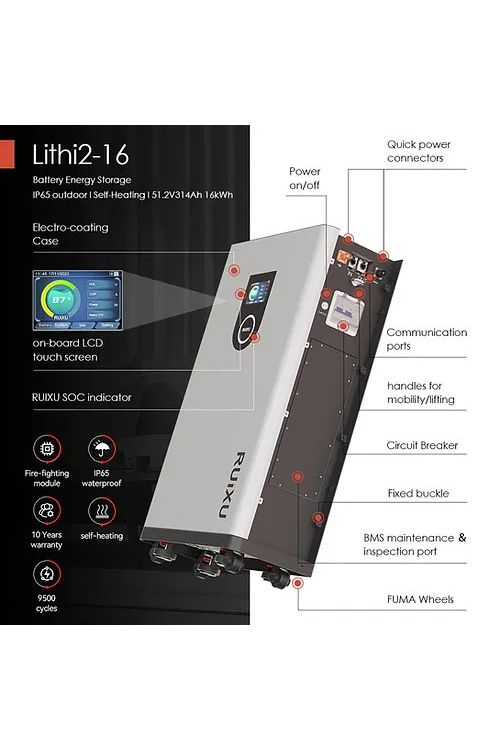 RUiXU Lithi2-16 51.2V 314Ah LiFePO4 Battery Energy Storage