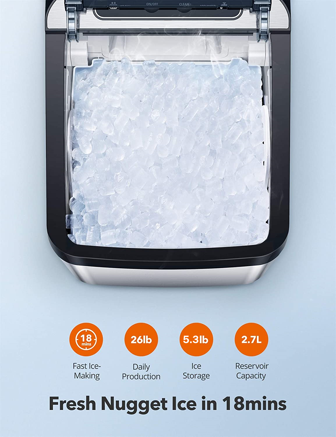 Aicook Nugget Ice Maker For Countertop, Sonic Ice Maker Machine