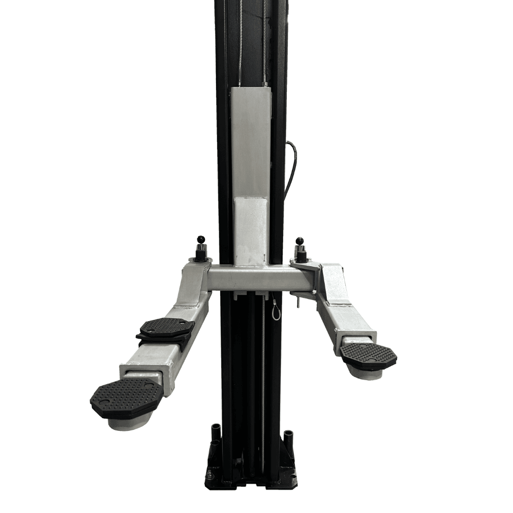 Asymmetric 2 Post Car Lift Clear Floor 9,000 lbs. Capacity Heavy Duty in Black