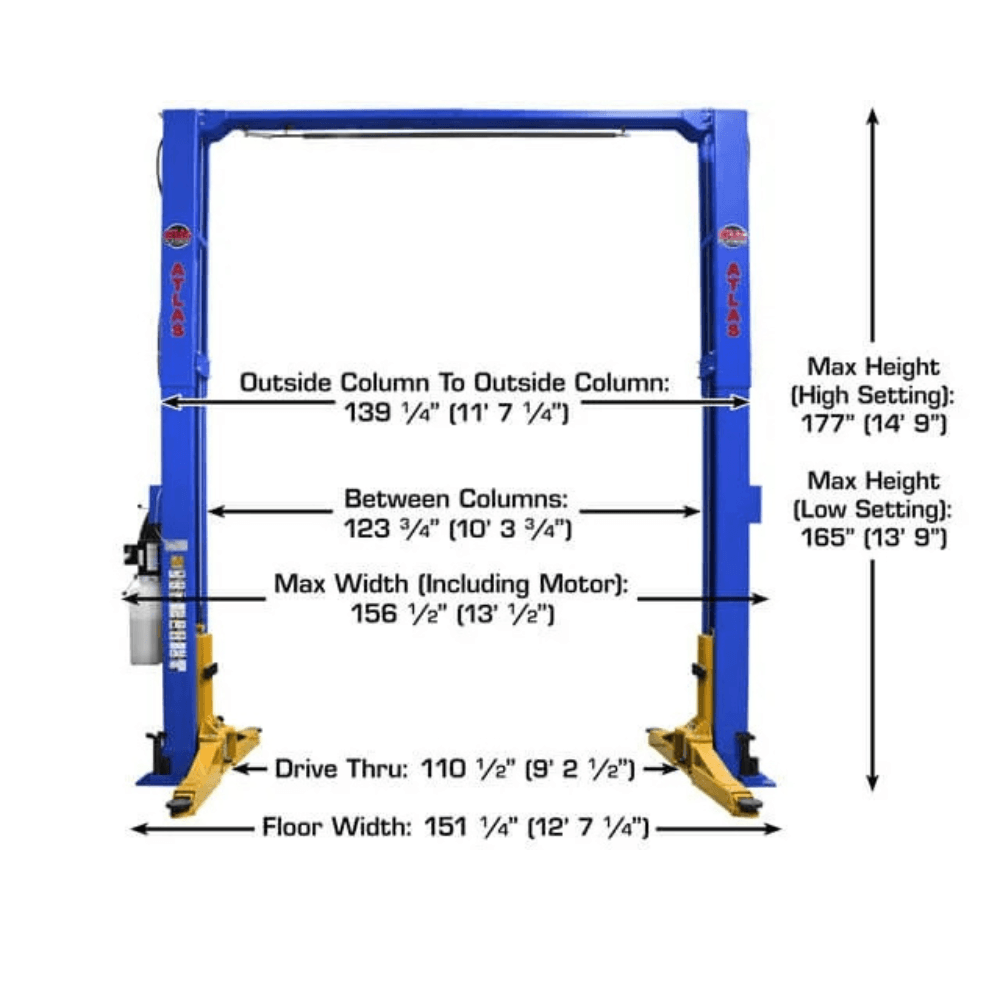 Platinum 12000 LB Certified 2-Post Lift – Atlas PVL-12