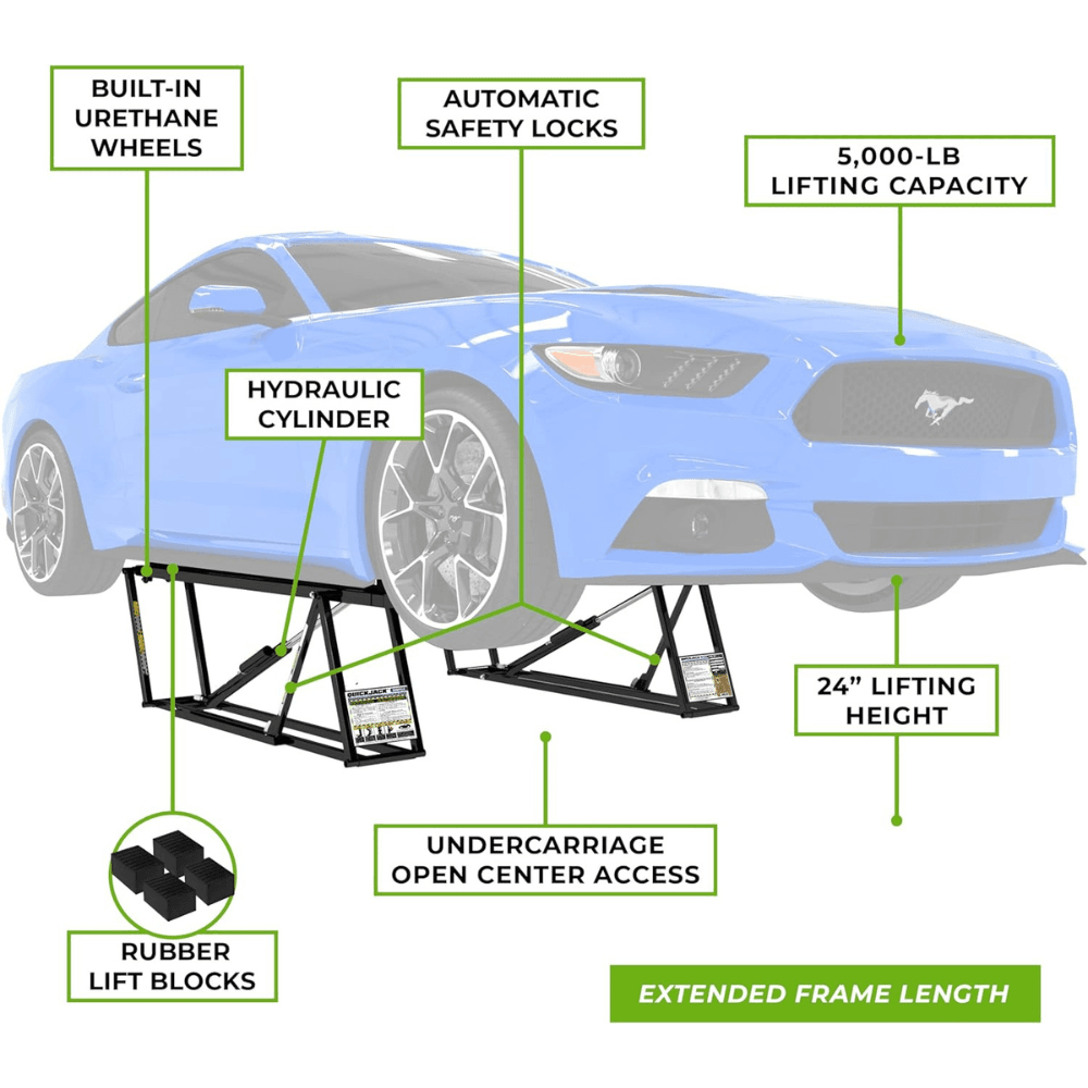 QuickJack 5000TLX – Extended-Length Portable Lift (5,000 lbs Capacity)