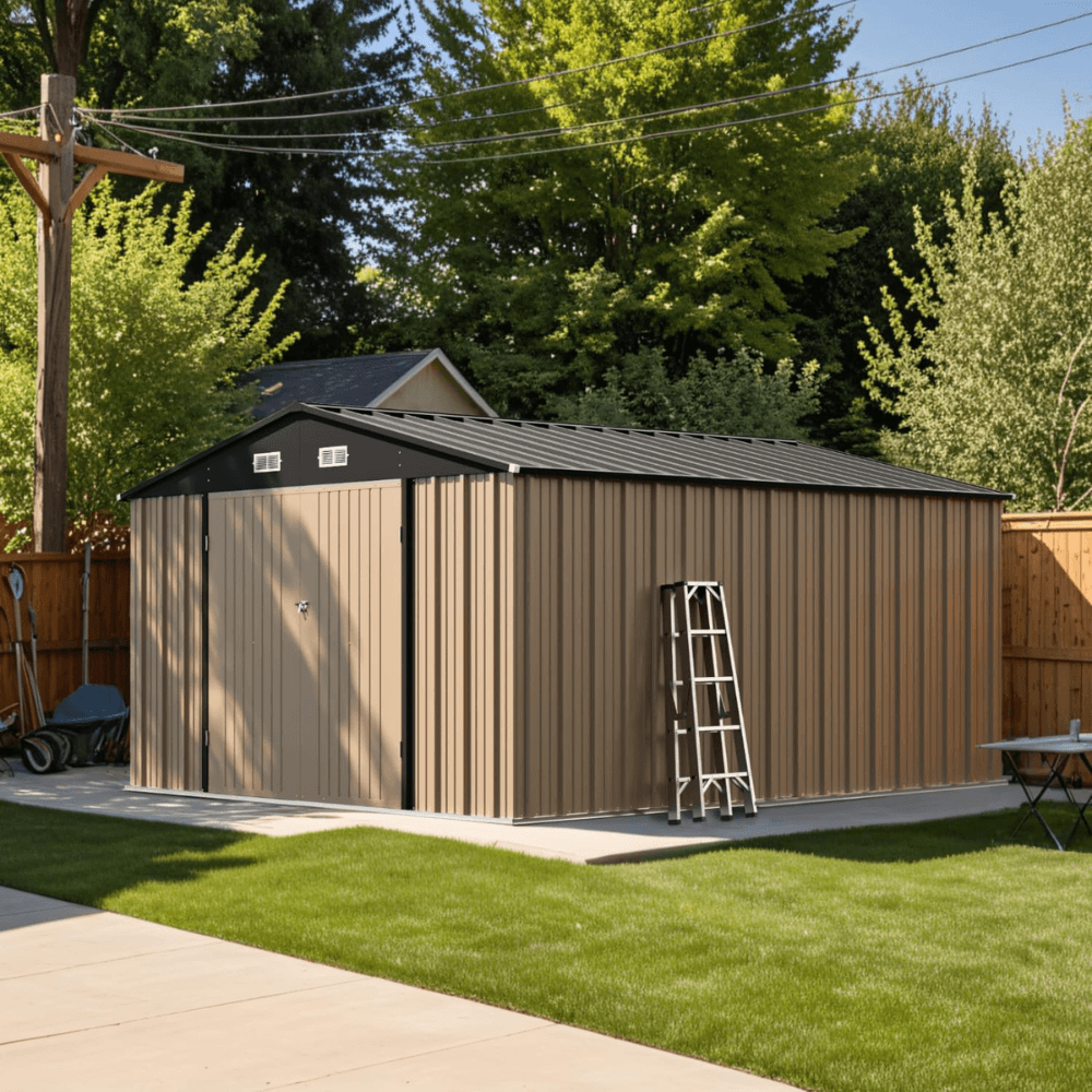 Patiowell 10 ft. W x 12 ft. D Size Upgrade Metal Storage Shed (119 sq. ft.)