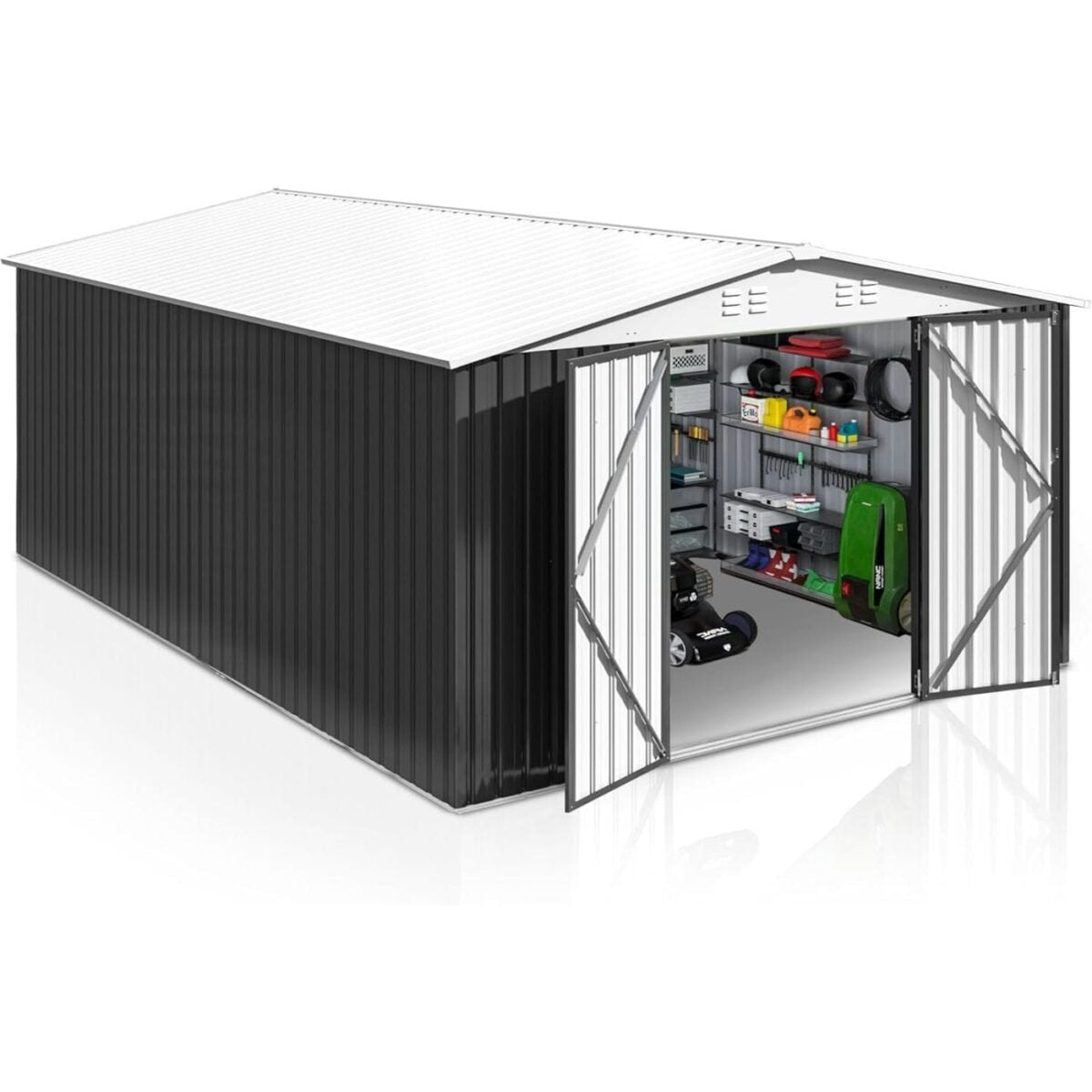 Patiowell 10 ft. W x 12 ft. D Size Upgrade Metal Storage Shed (119 sq. ft.)
