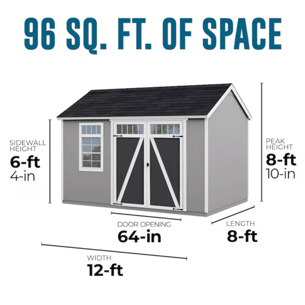 Heartland Coronado 12-ft x 8-ft Gable Style Wood Outdoor Storage Shed with Windows and Doors