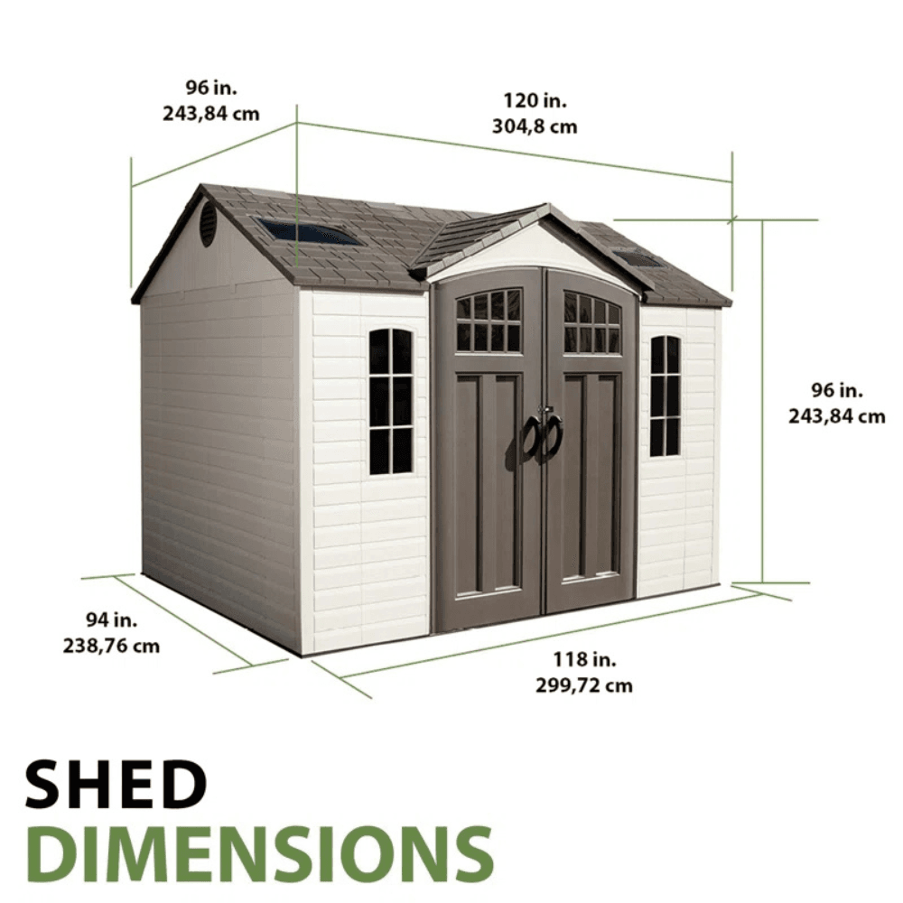 Lifetime 10 Ft. x 8 Ft. High-Density Polyethylene (Plastic) Outdoor Storage Shed with Steel-Reinforced Construction