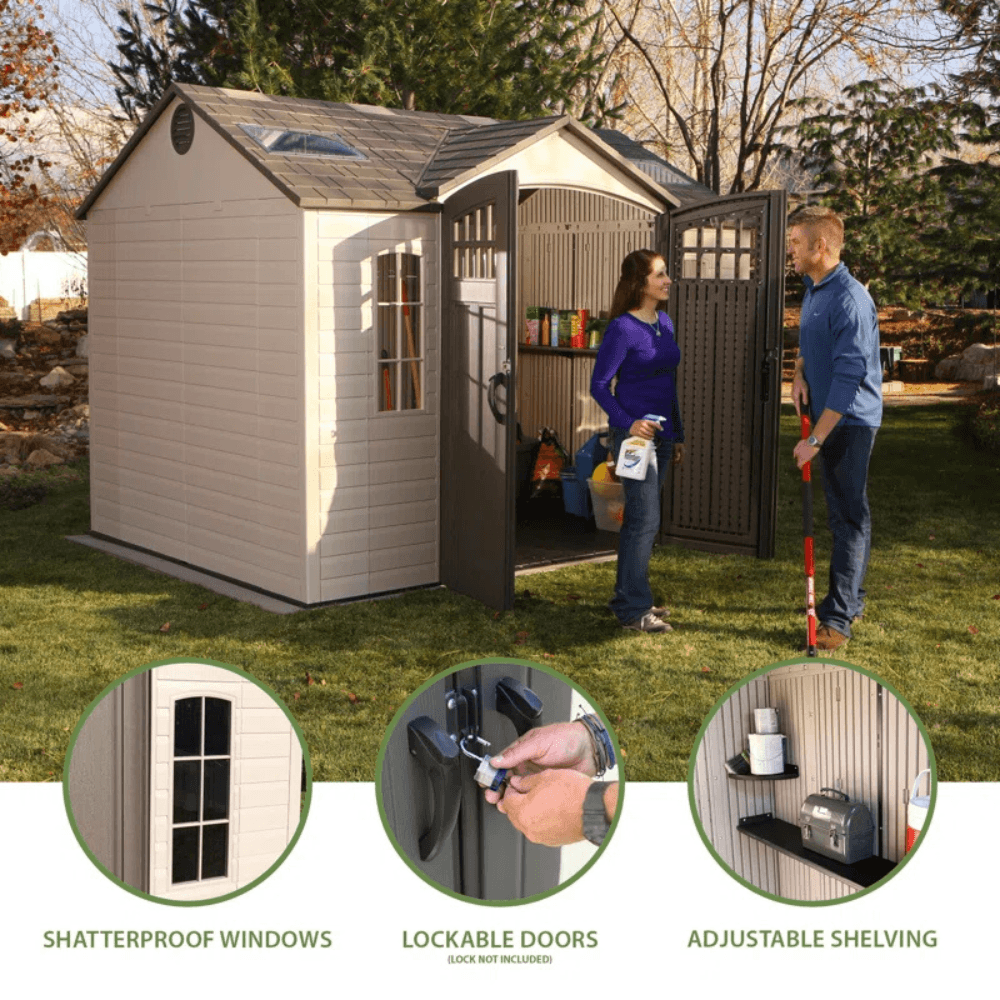 Lifetime 10 Ft. x 8 Ft. High-Density Polyethylene (Plastic) Outdoor Storage Shed with Steel-Reinforced Construction