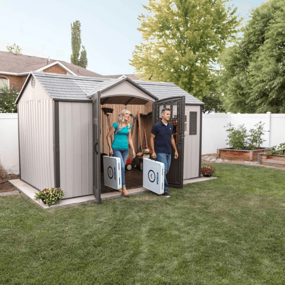 (Plastic) Outdoor Storage Shed with Steel-Reinforced Construction