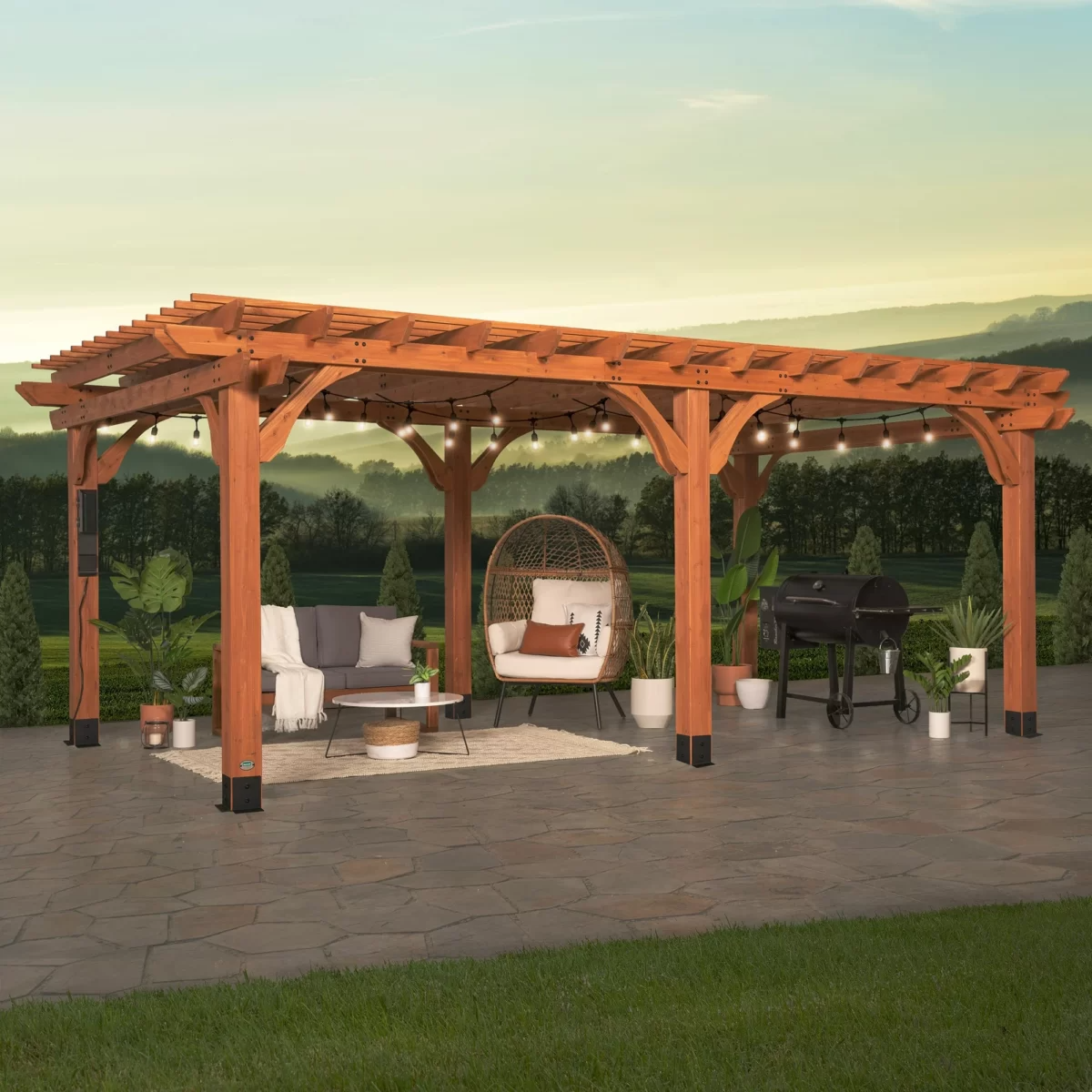 Backyard Discovery 20′ x 12′ Beaumont Pergola – Premium Cedar Wood, Sturdy & Elegant Design
