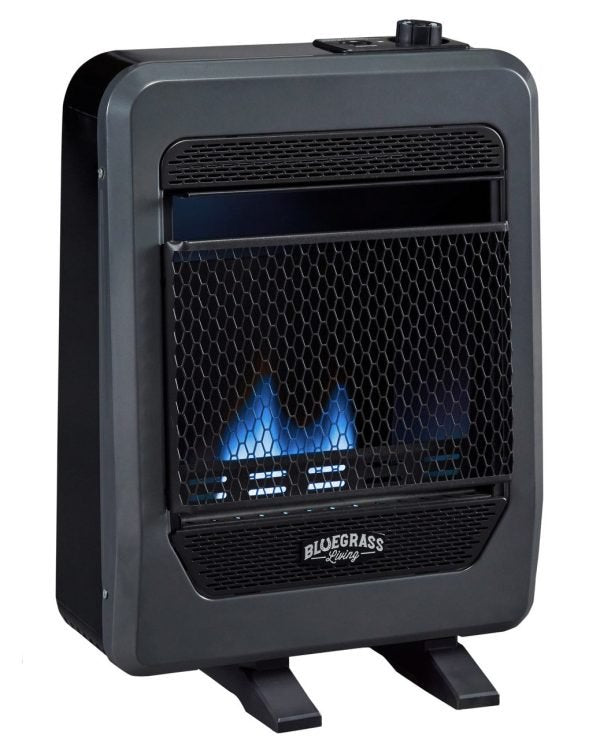 Bluegrass Living Natural Gas Vent Free Blue Flame Gas Space Heater With Base Feet – 10,000 BTU, T-Stat Control – Model# B10TNB-B