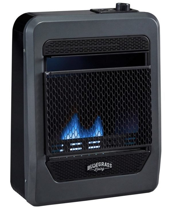 Bluegrass Living Natural Gas Vent Free Blue Flame Gas Space Heater With Base Feet – 10,000 BTU, T-Stat Control – Model# B10TNB-B