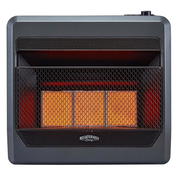 Bluegrass Living Natural Gas Vent Free Infrared Gas Space Heater With Blower and Base Feet – 30,000 BTU, T-Stat Control – Model# B30TNIR-BB