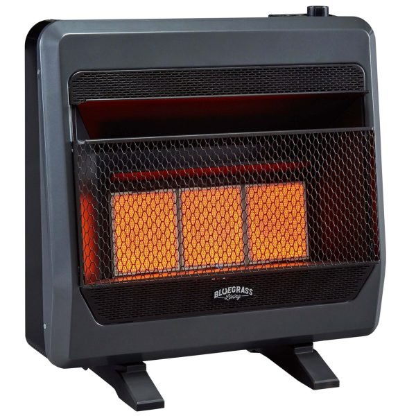 Bluegrass Living Propane Gas Vent Free Infrared Gas Space Heater With Blower and Base Feet – 28,000 BTU, T-Stat Control – Model# B28TPIR-BB