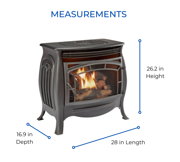 Duluth Forge Dual Fuel Ventless Gas Stove – 26,000 BTU, Remote Control, Matte Black Finish – Model# FDSR25