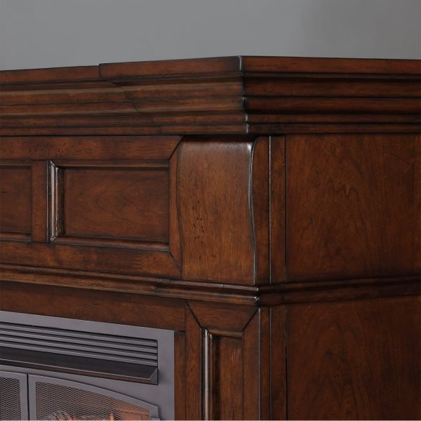 Duluth Forge Dual Fuel Ventless Gas Fireplace With Mantel – 32,000 BTU, T-Stat. Control, Auburn Cherry Finish – Model# DFS-400T-2AC