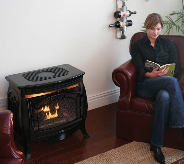 Duluth Forge Dual Fuel Ventless Gas Stove – 26,000 BTU, Remote Control, Gloss Black Finish – Model# FDSR25-GF