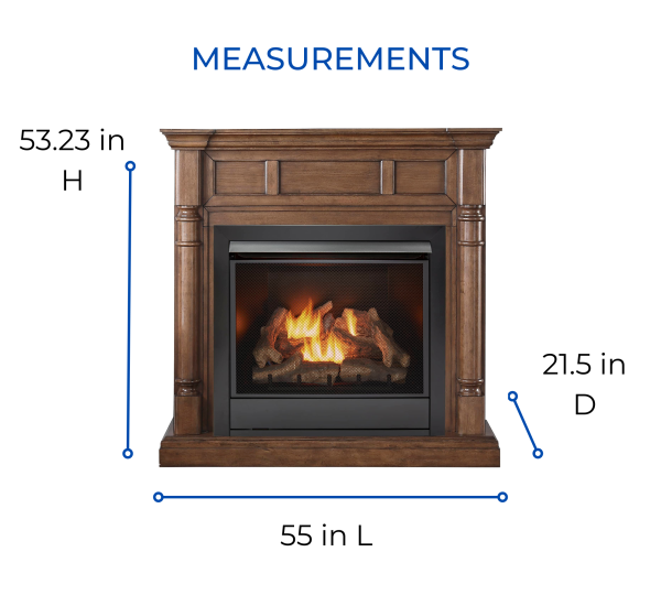 Duluth Forge Full Size Dual Fuel Ventless Gas Fireplace With Mantel – 32,000 BTU, Remote Control, Walnut Finish – Model# FDI32R-M-WN