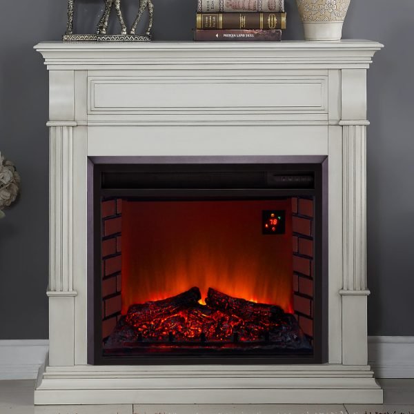Duluth Forge Full Size Electric Fireplace – Remote Control, Antique White Finish – Model# EL1350-2-AW