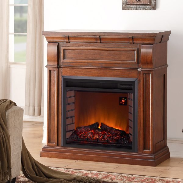 Duluth Forge Full Size Electric Fireplace – Remote Control, Auburn Cherry Finish – Model# EL1350-2-AC