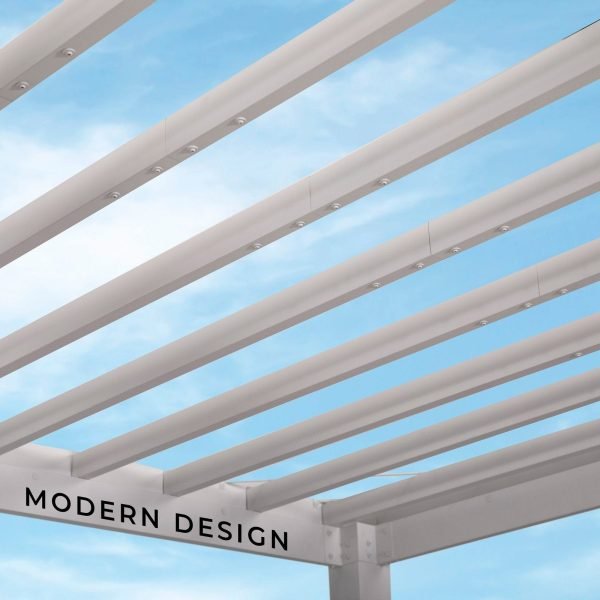 14×10 Windham Modern Steel Pergola With Sail Shade Soft Canopy