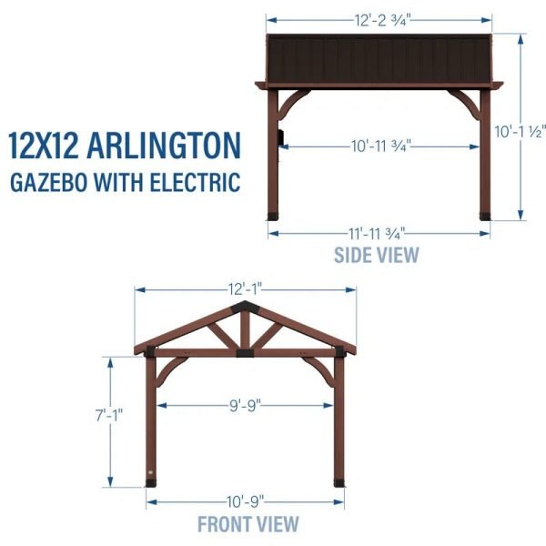 Arlington 12′ X 12′ Solid Wood Patio Gazebo