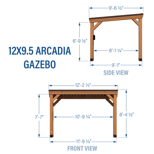 Backyard Discovery 12′ x 9.5′ Arcadia Slope Roof Cedar Gazebo with PowerPort