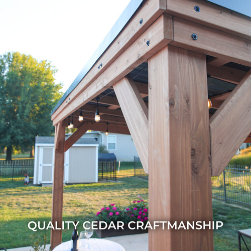 Backyard Discovery 12′ x 9.5′ Arcadia Slope Roof Cedar Gazebo with PowerPort