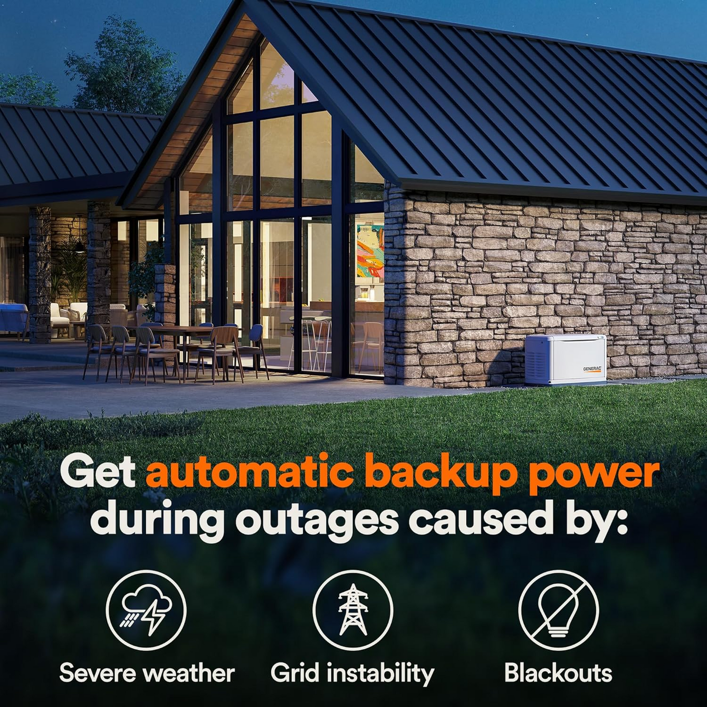 Guardian Series 22 kW/19.5 kW Air Cooled Home Standby Generator with Wi-Fi and Whole Home 200 Amp Transfer Switch