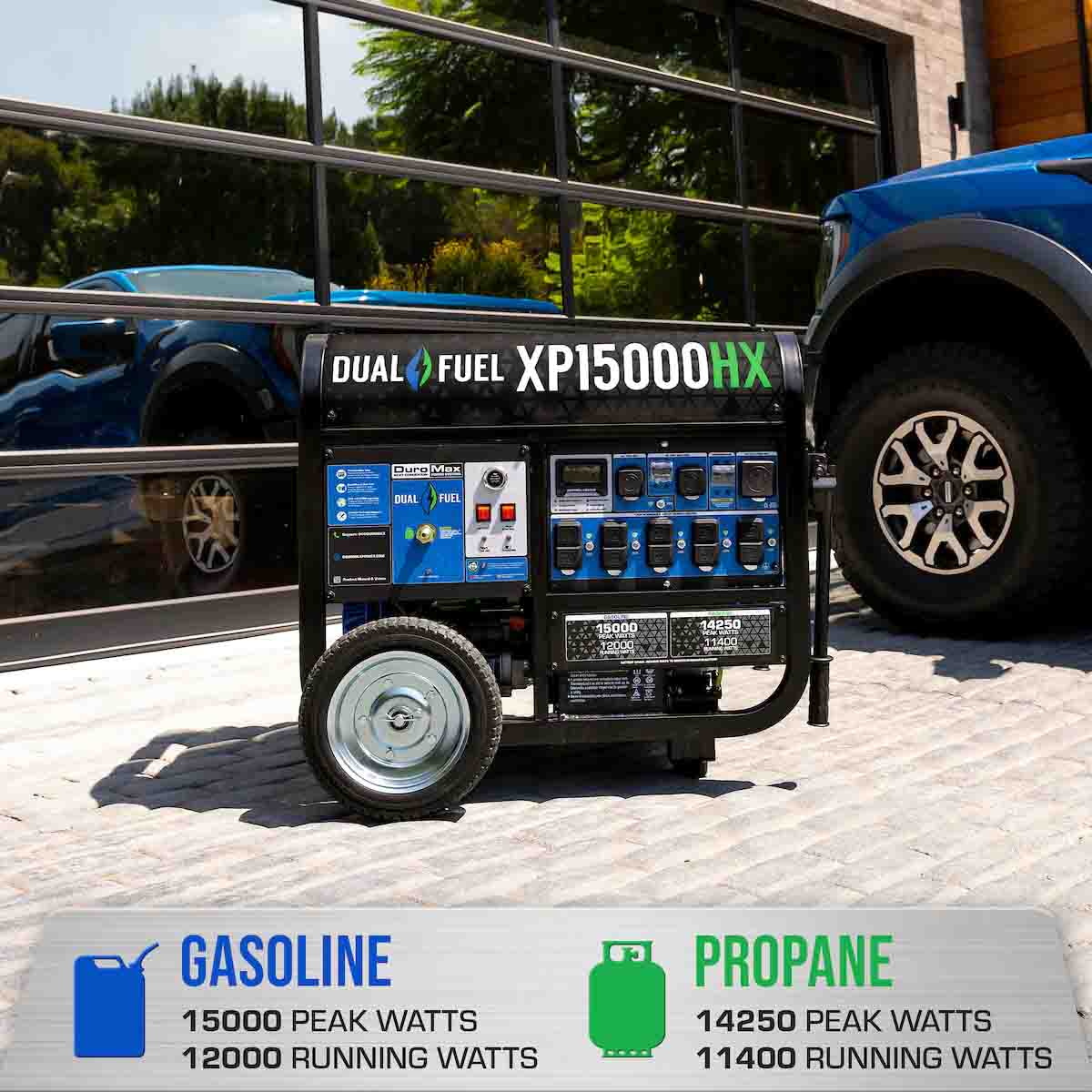 DuroMax XP15000HX Dual Fuel 12000W/15000W Portable Generator | Electric Start