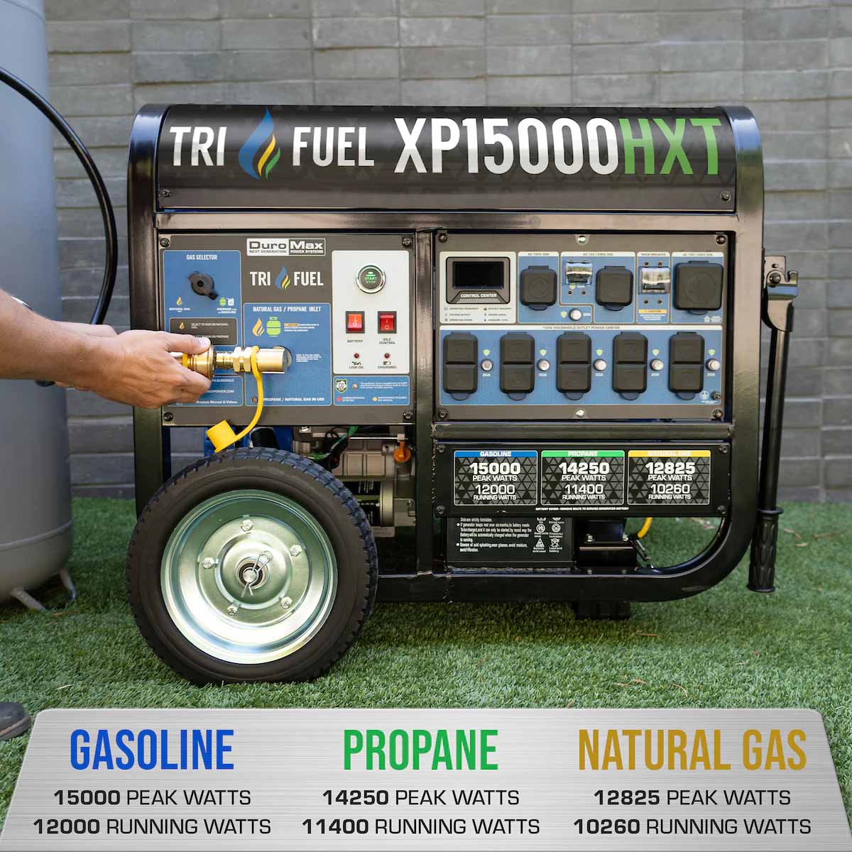 DuroMax XP15000HXT Tri-Fuel 12000W/15000W Portable Generator | Electric Start