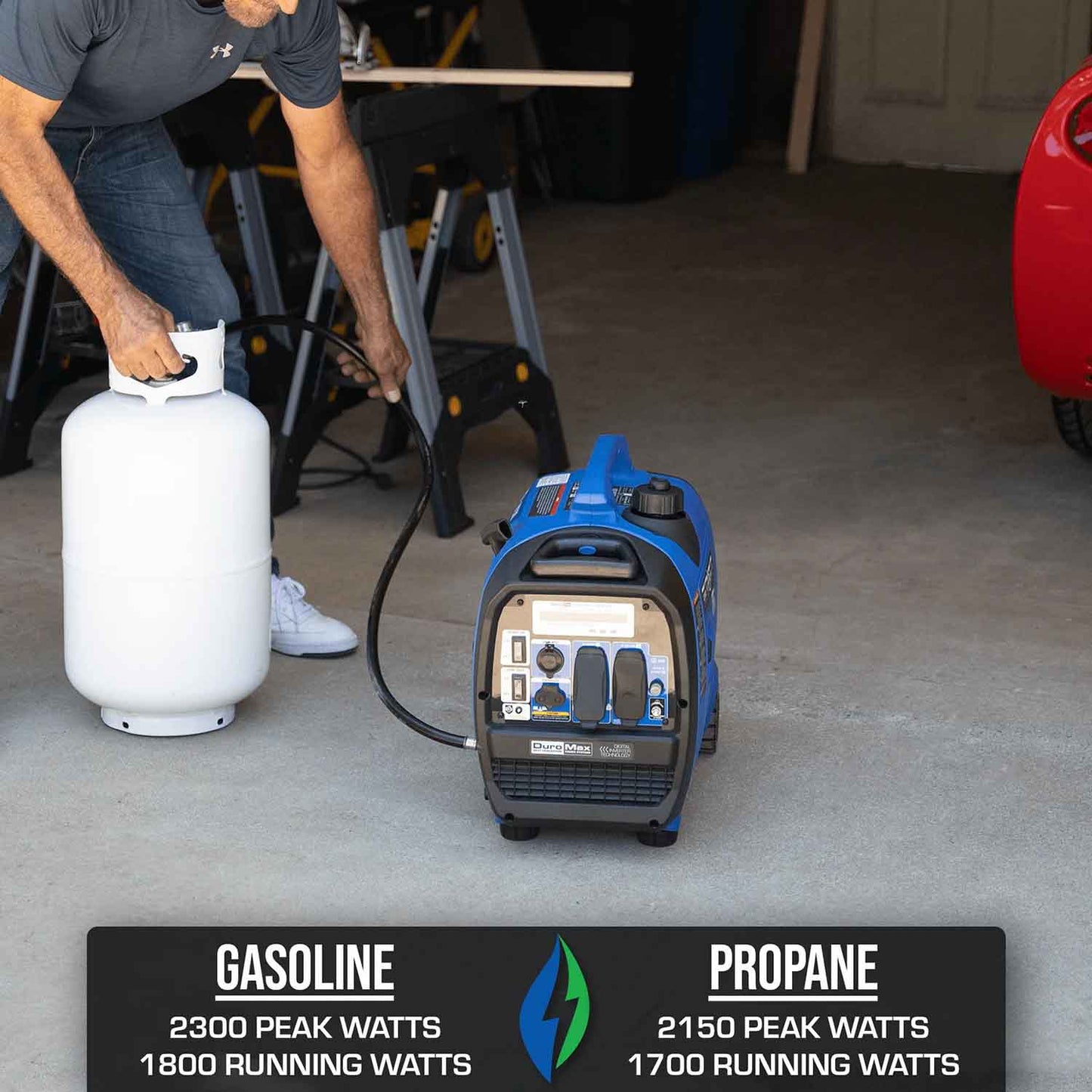 DuroMax XP2300iH Dual Fuel 1800W/2300W Portable Inverter Generator | CO Alert