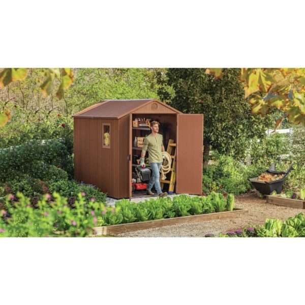 Keter 6’x8′ Darwin Heavy Duty Plastic Garden Shed –  Brown - Image 3