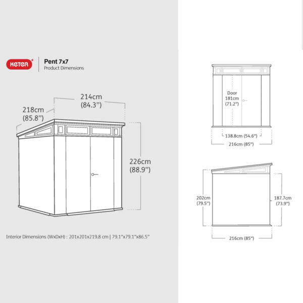 Keter 7′ x 7′ Ashwood Signature Pent Plastic Shed – Woodlook - Image 5