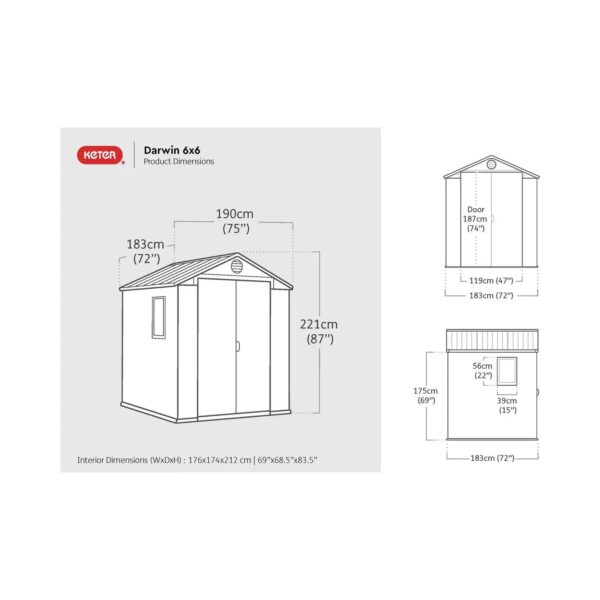 Keter 6’x6′ Darwin Heavy Duty Plastic Garden Shed –  Brown - Image 8