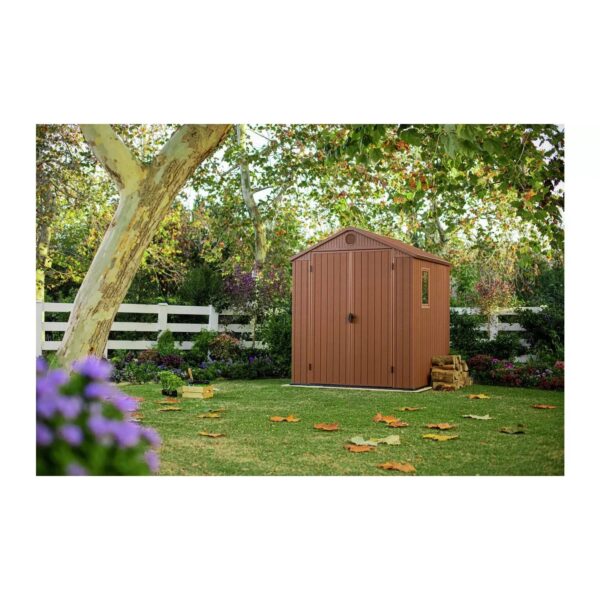 Keter 6’x6′ Darwin Heavy Duty Plastic Garden Shed –  Brown - Image 3