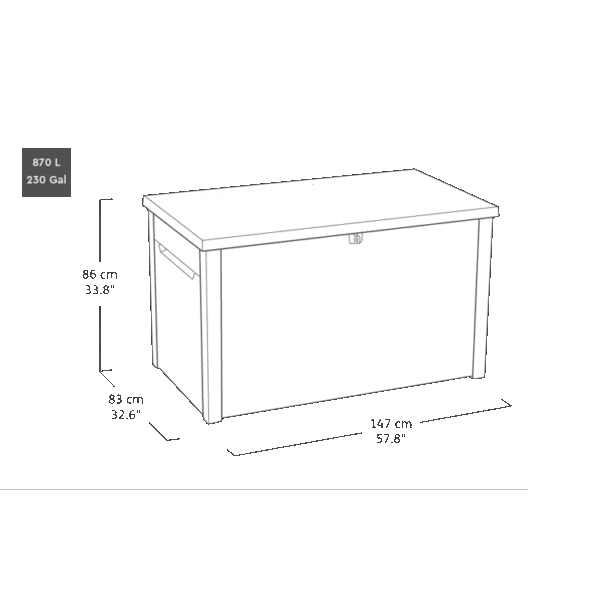 Keter Java 870 Litre Plastic Storage Box - Grey - Image 5