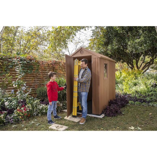Keter Darwin 6x4 ft Plastic Shed with floor –  Brown - Image 2