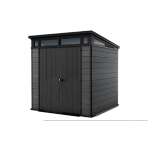 Keter 7’x 7′ Cortina Heavy Duty Plastic Pent Shed – Dark Grey